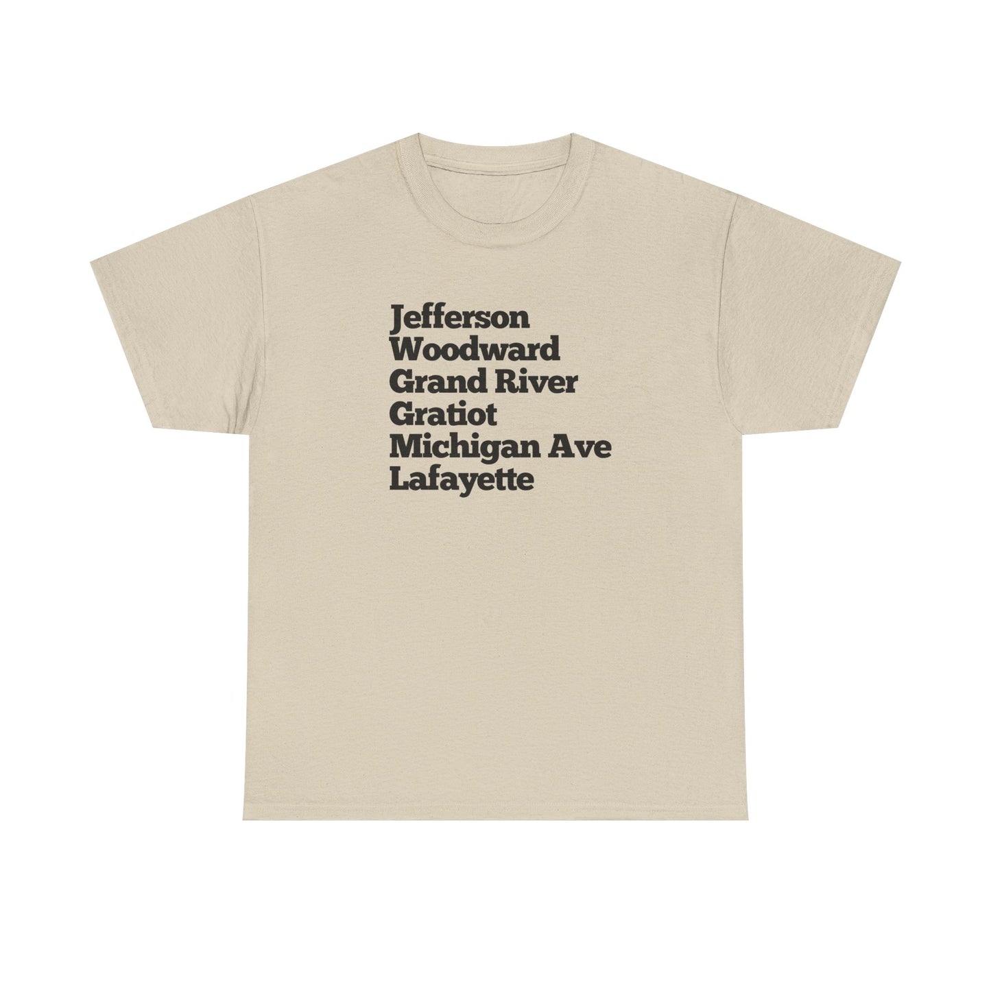 Unisex Detroit Street Names Tee