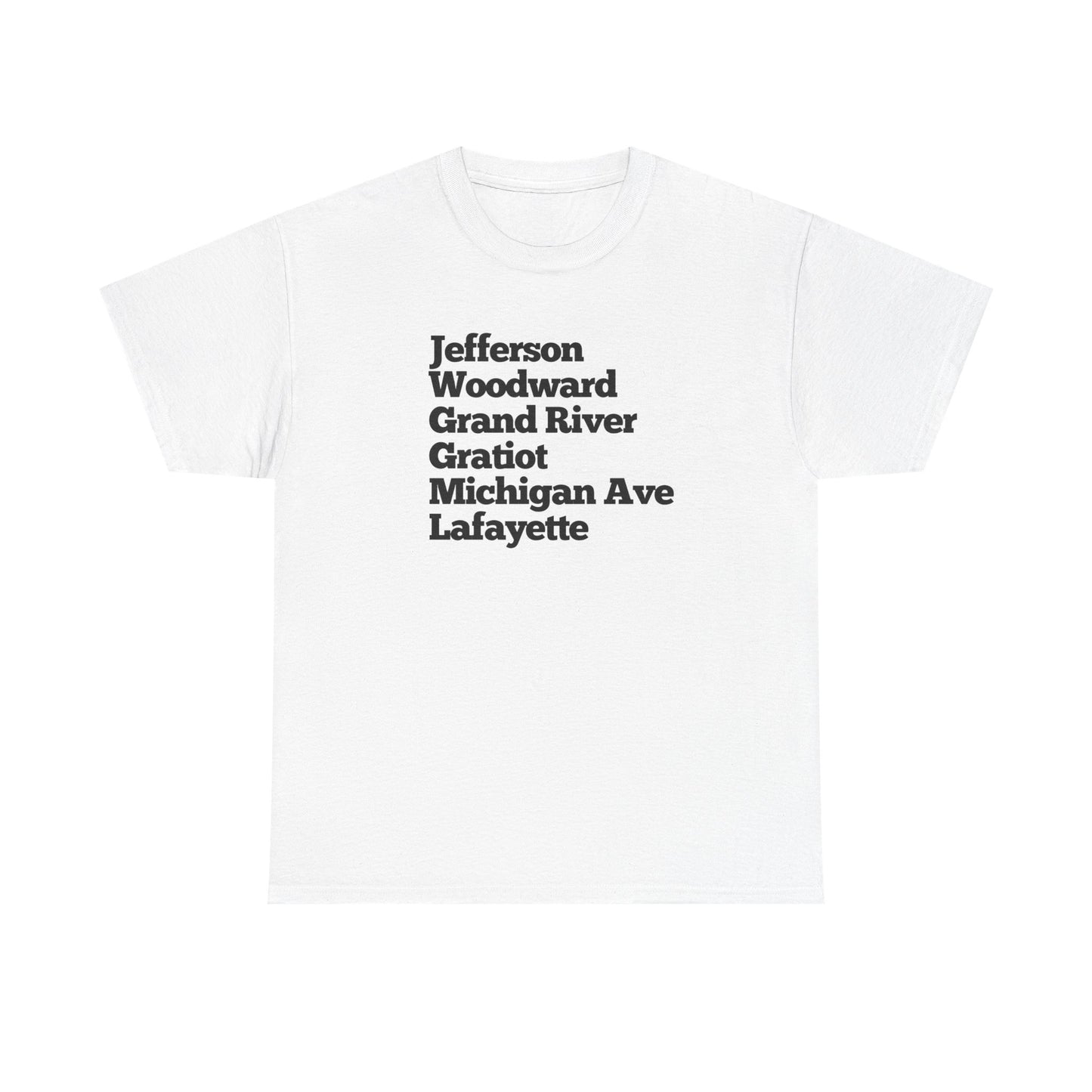 Unisex Detroit Street Names Tee