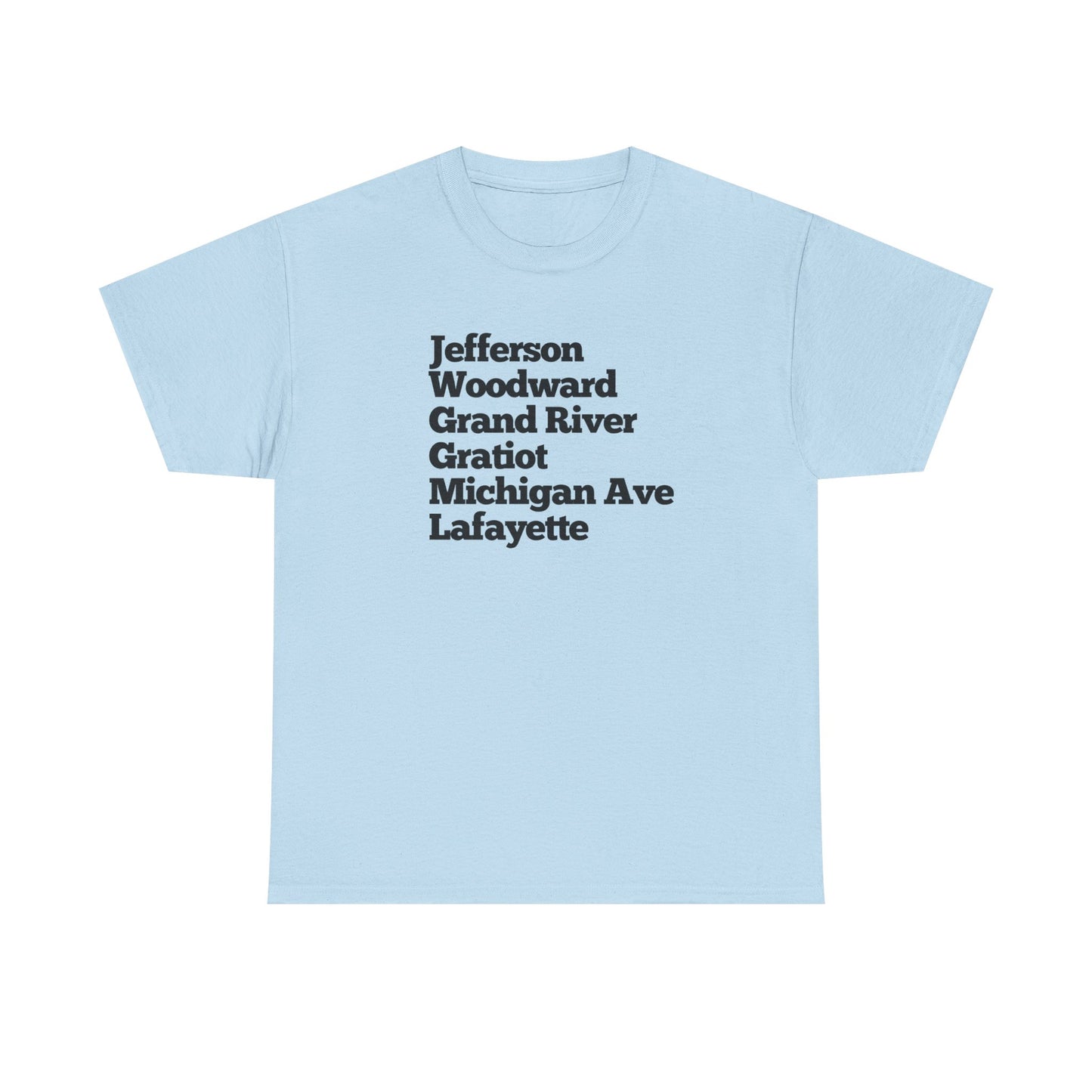 Unisex Detroit Street Names Tee